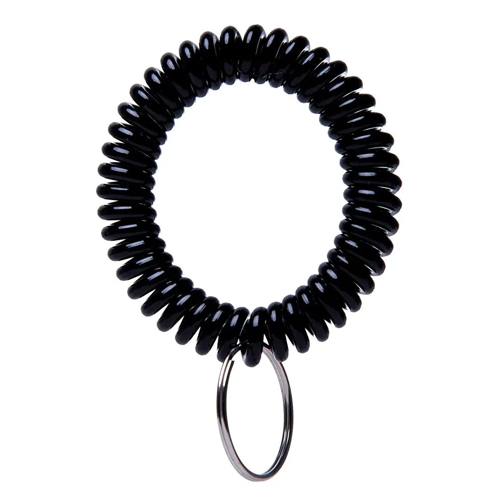 24 PCS Spring Spiral Coil Wrist Key Chain Ring Holder Stretchable Band Wholesale