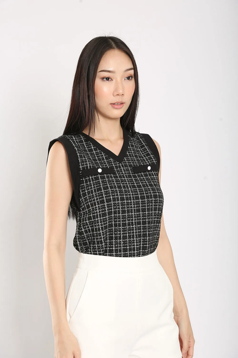 Alayna Top in Black Tweed