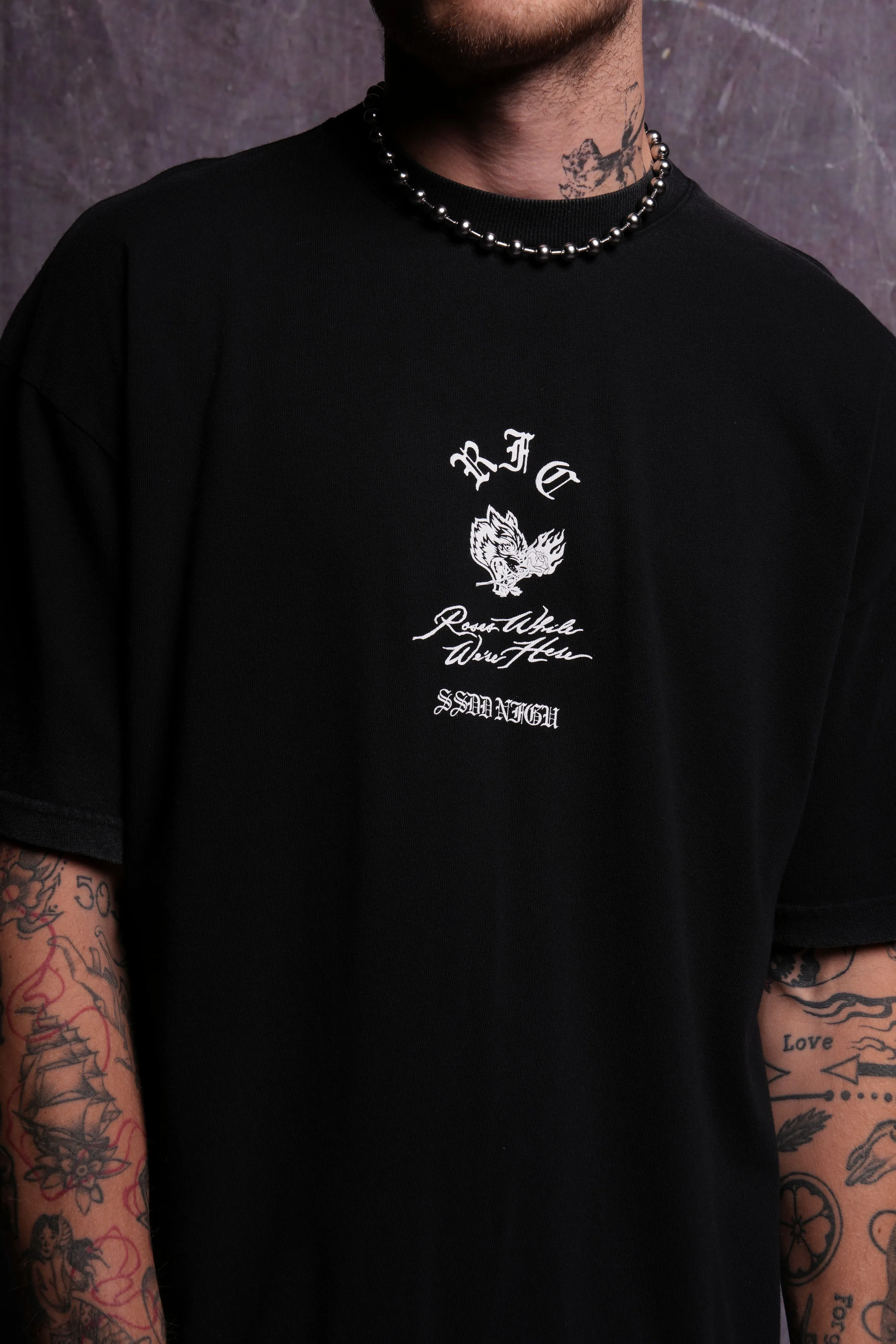 Bloom Through Fire "Premium" Oversized Tee in Black