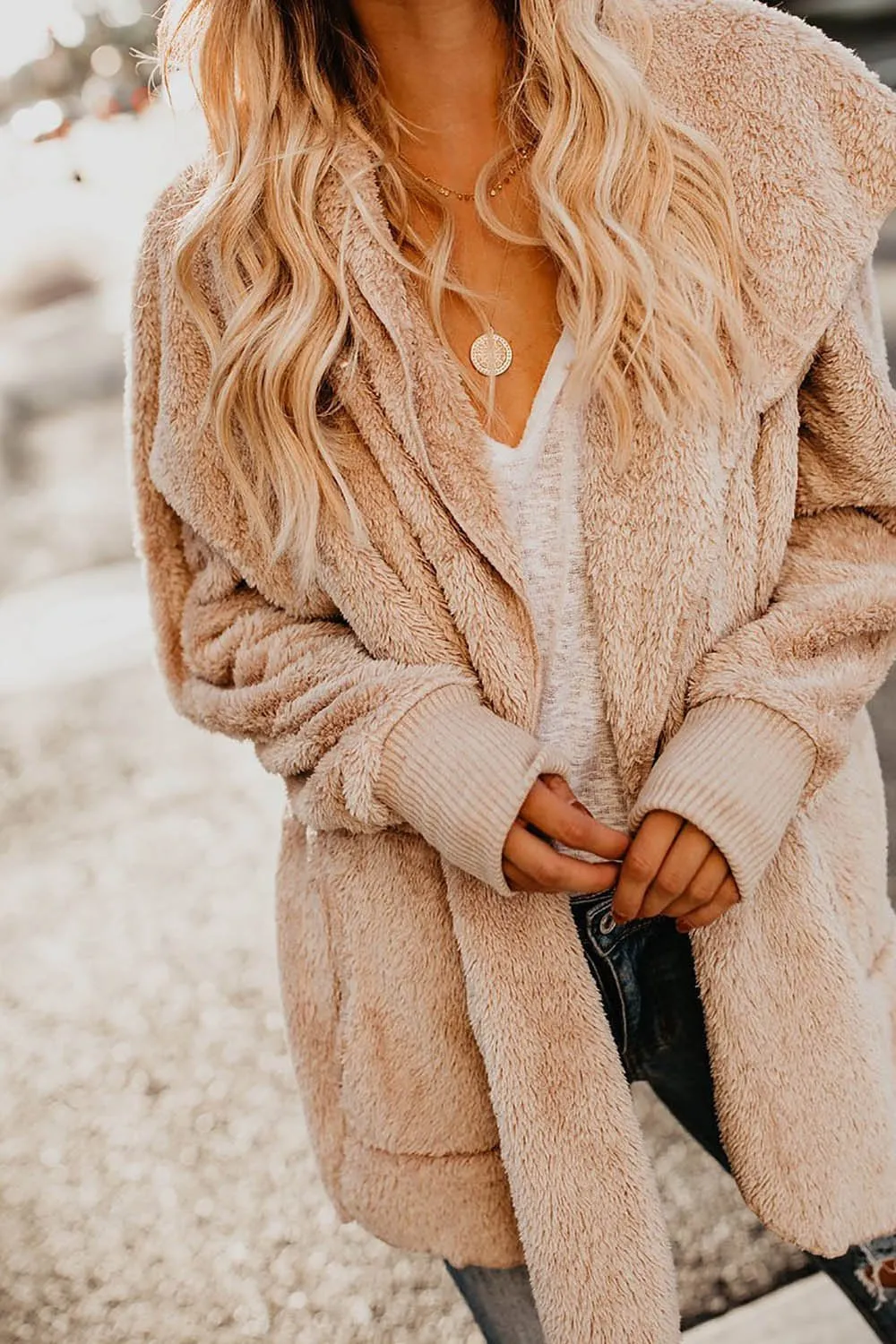 Cozy Pocketed Hooded Cardigan Coat