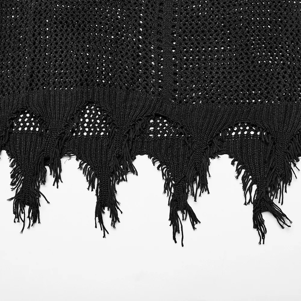 Edgy Knit Techwear V-Neck Slit Dress for Women