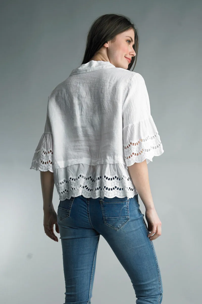 Embroidered Hem Top