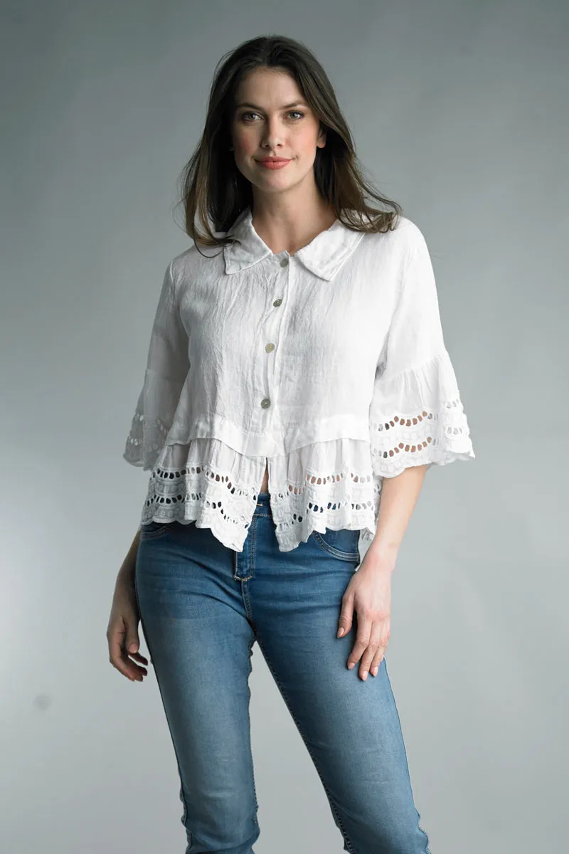Embroidered Hem Top