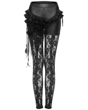 Eva Lady Gothic Frilled Rose Lace Leggings