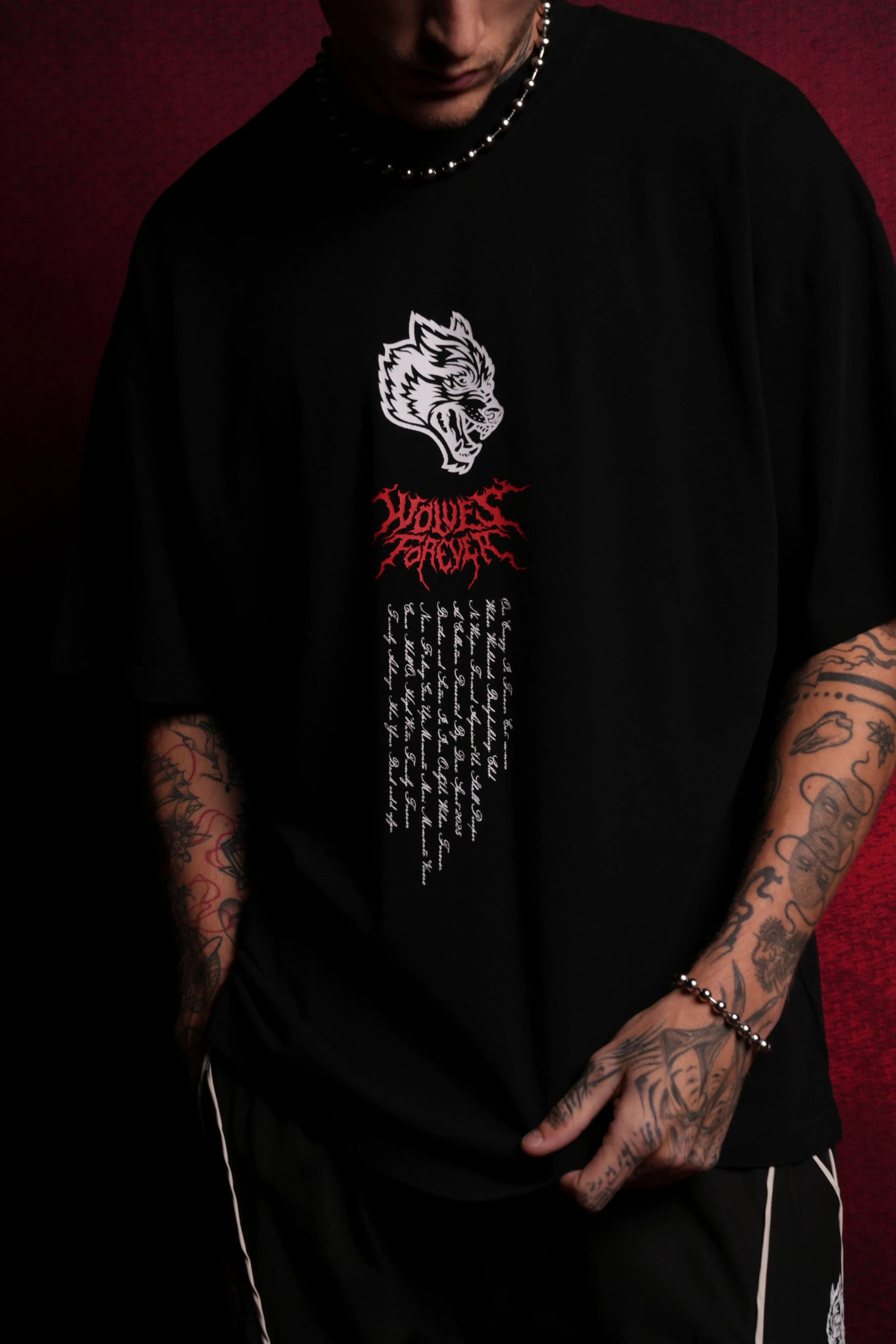 Hesh Wolf "Premium" Oversized Tee in Black
