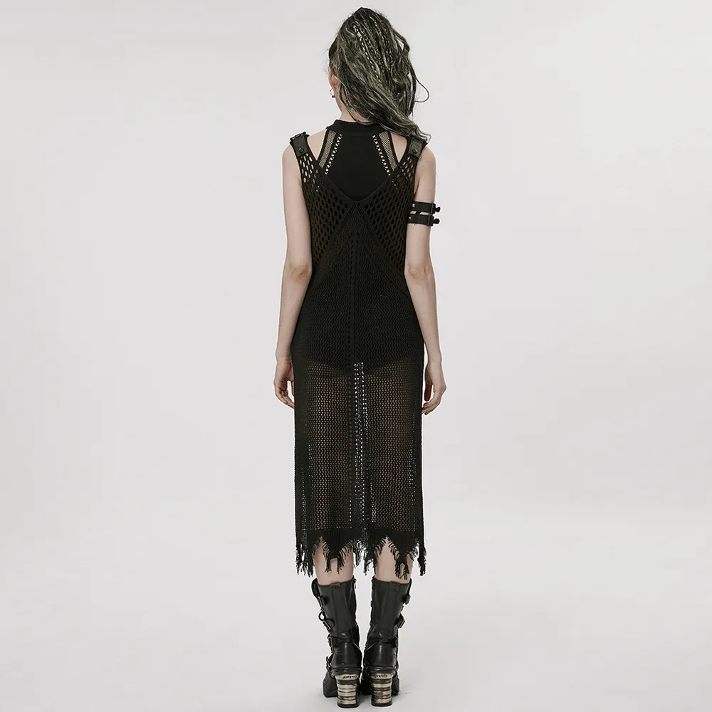 Knitted Hollow Techwear Dress - Post-Apocalyptic Style