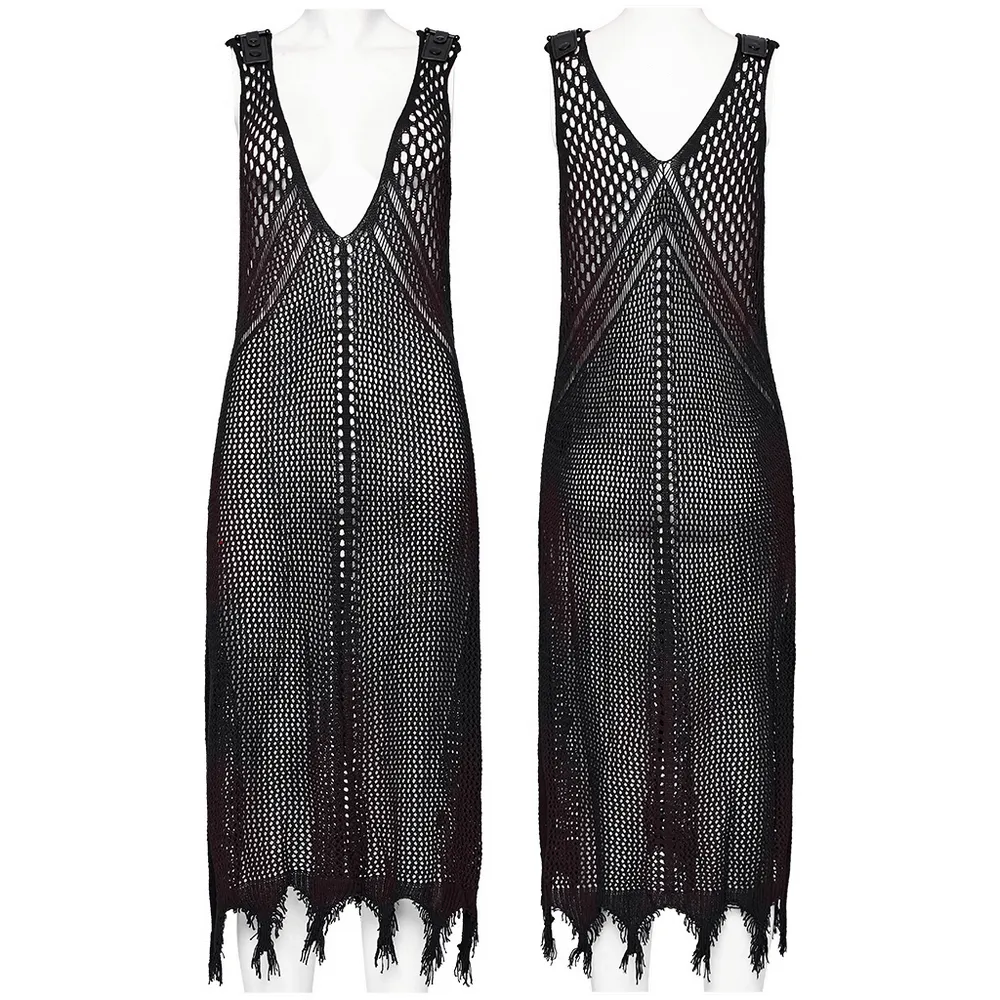 Knitted Hollow Techwear Dress - Post-Apocalyptic Style