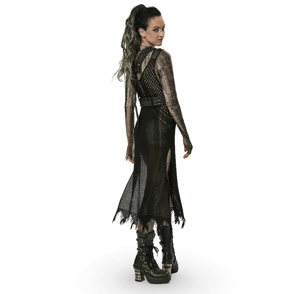 Knitted Hollow Techwear Dress - Post-Apocalyptic Style