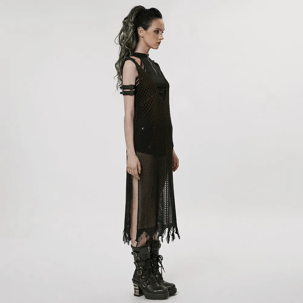 Knitted Hollow Techwear Dress - Post-Apocalyptic Style