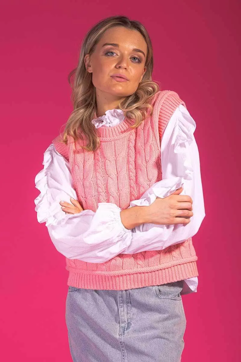 Kyla Cotton Knitted Vest Coral