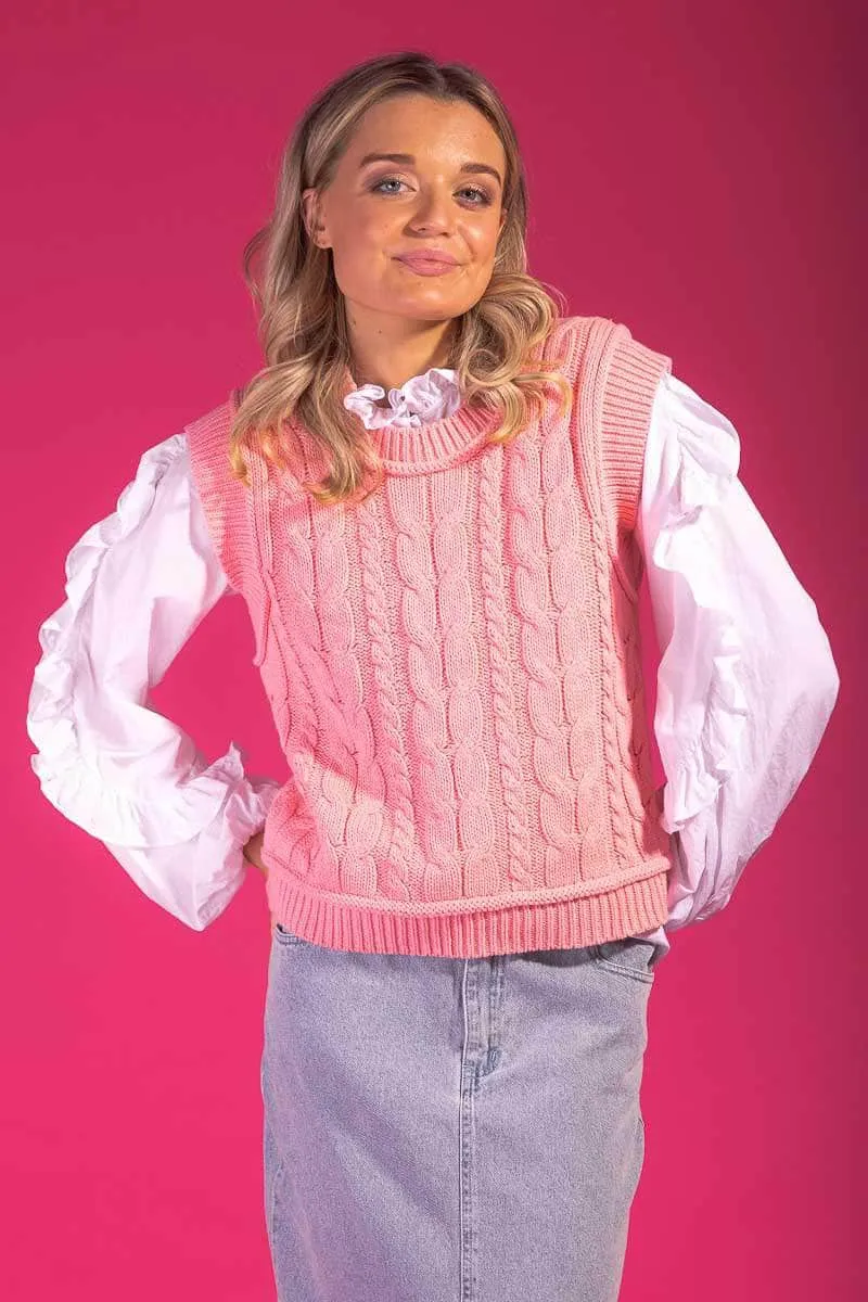 Kyla Cotton Knitted Vest Coral