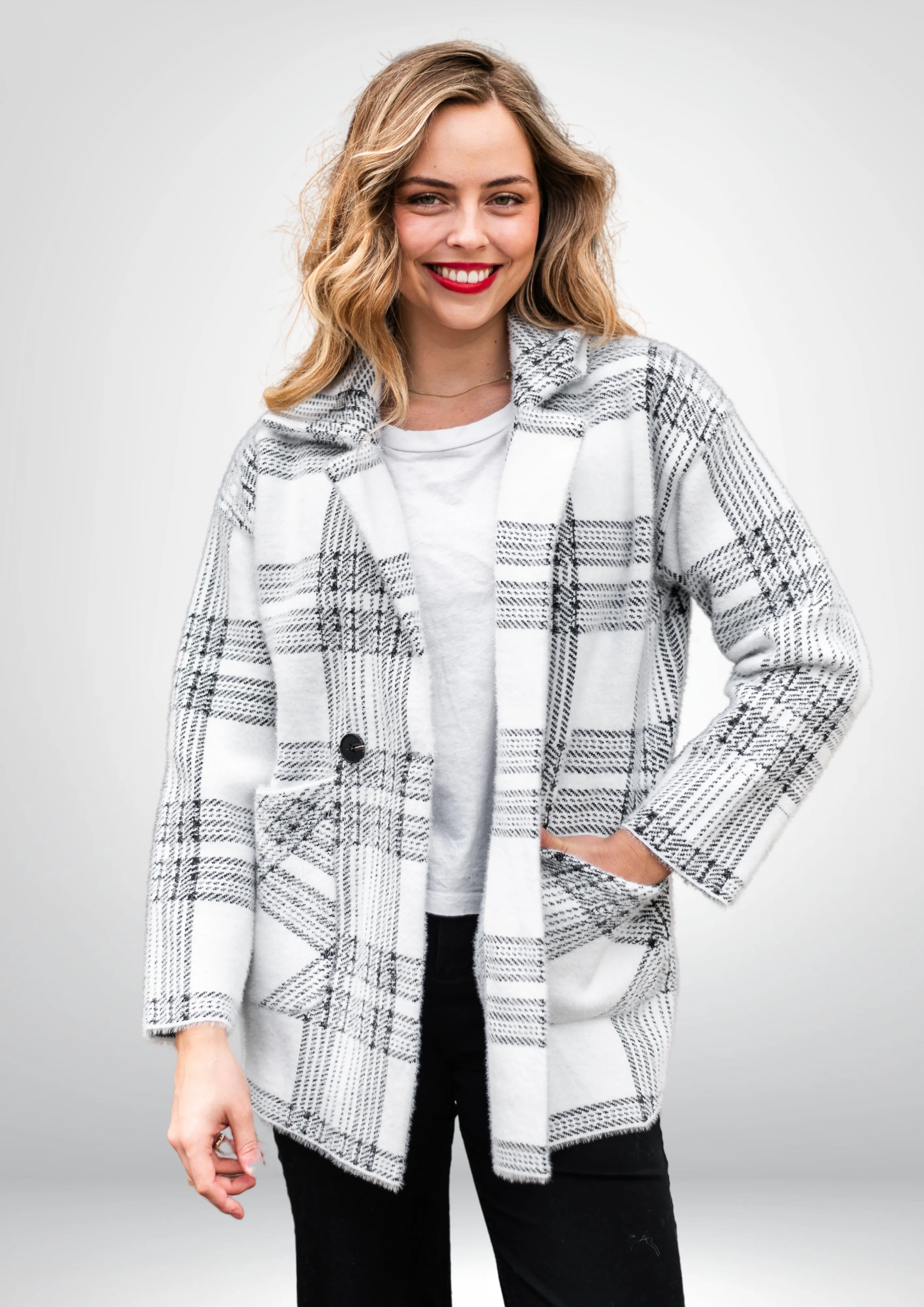 Lana Soft Coatigan | BLK-WHT