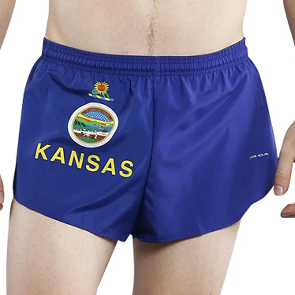 Men's Flag 1" Elite Split Shorts [J-L] - Kansas