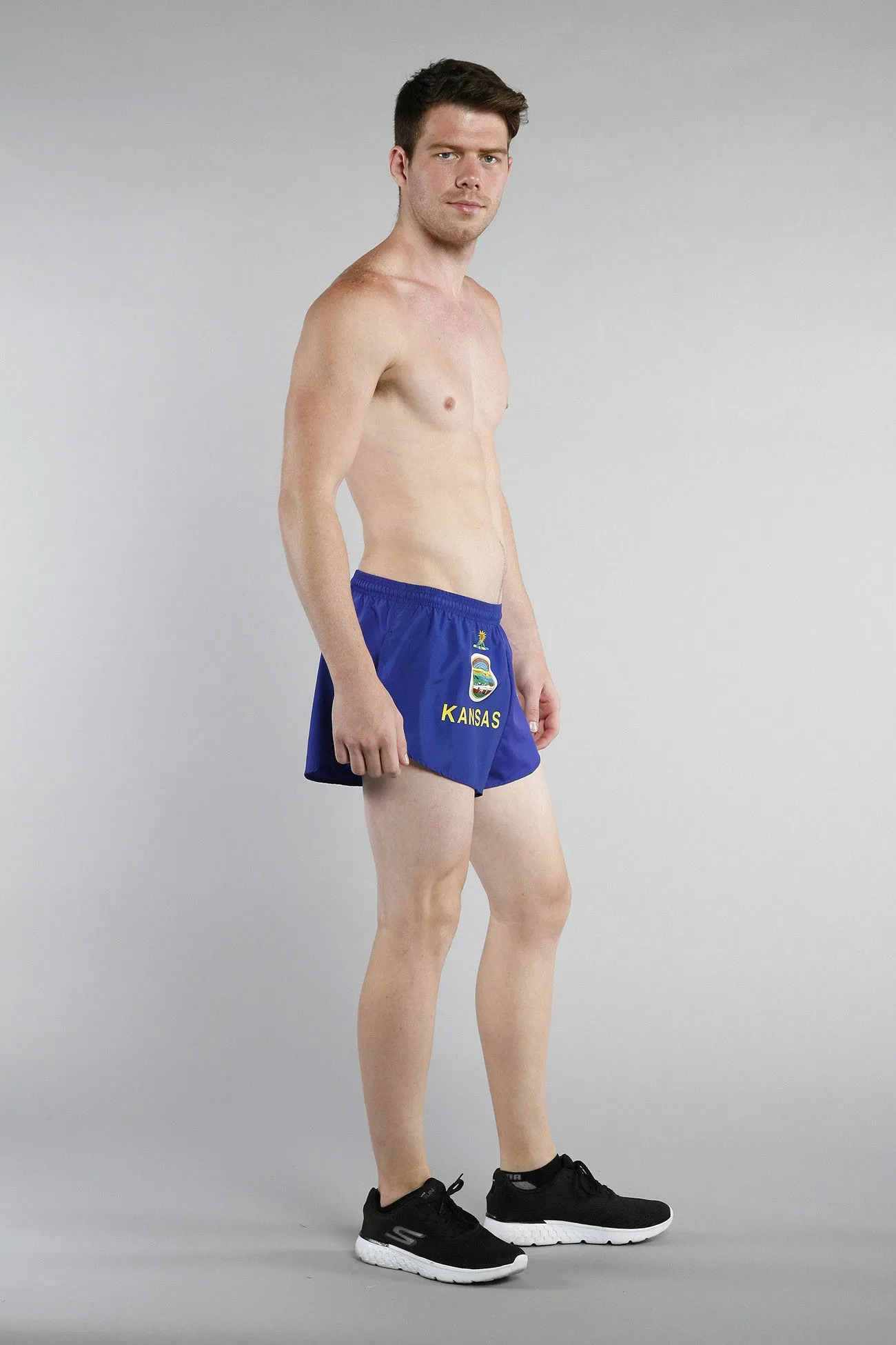 Men's Flag 1" Elite Split Shorts [J-L] - Kansas