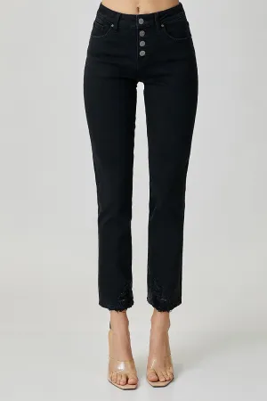 Mid Rise Button FlyTapered Jeans