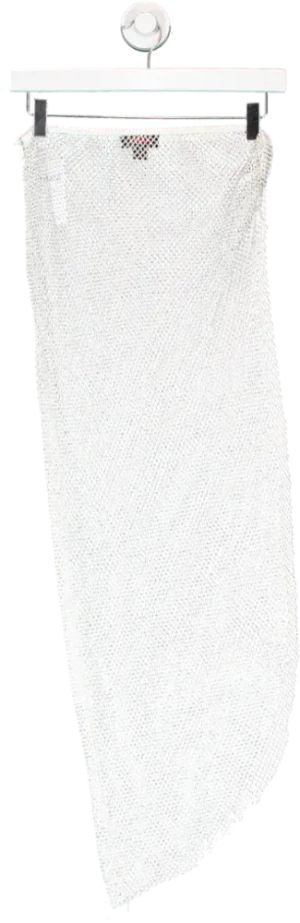 Misspap White Premium Fishnet Twist Diamante Skirt UK S