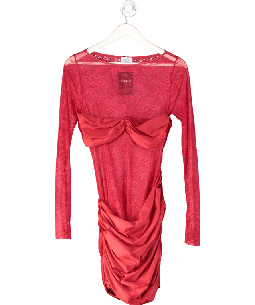 Oh Polly Red Eliette Draped Mini Dress UK 12