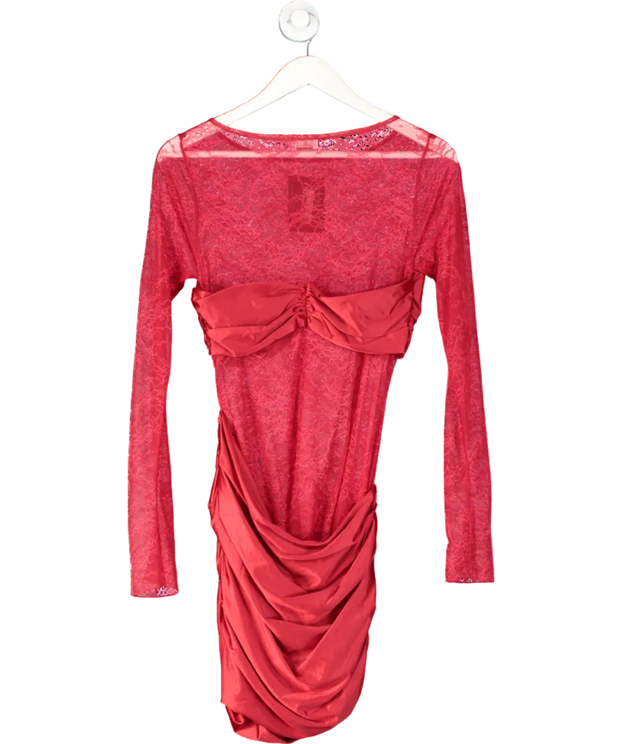 Oh Polly Red Eliette Draped Mini Dress UK 12