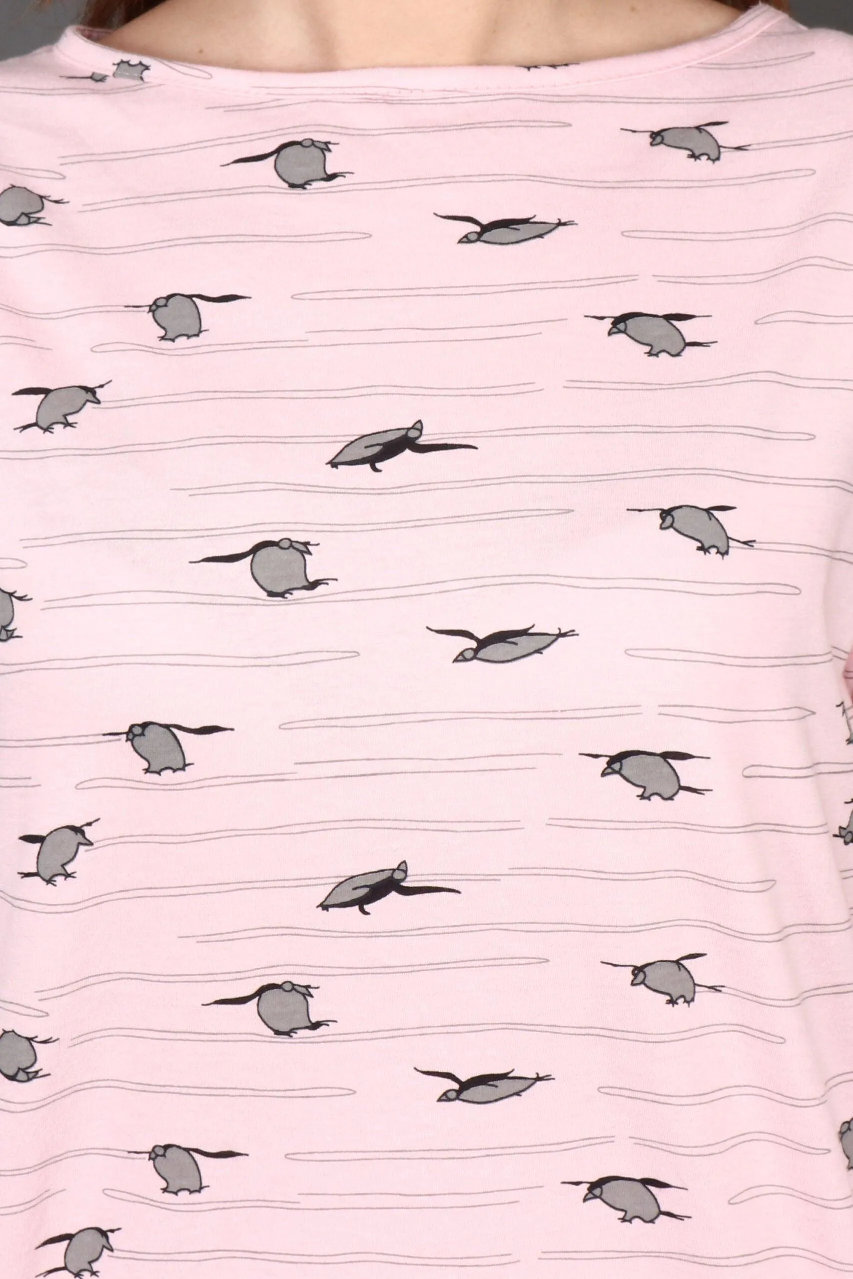 Penguin All Over Printed Night Suit Set with Long Sleeves