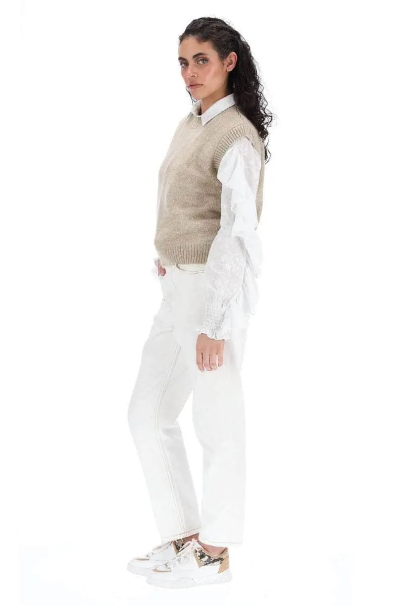 Regina Vest Beige Speckle