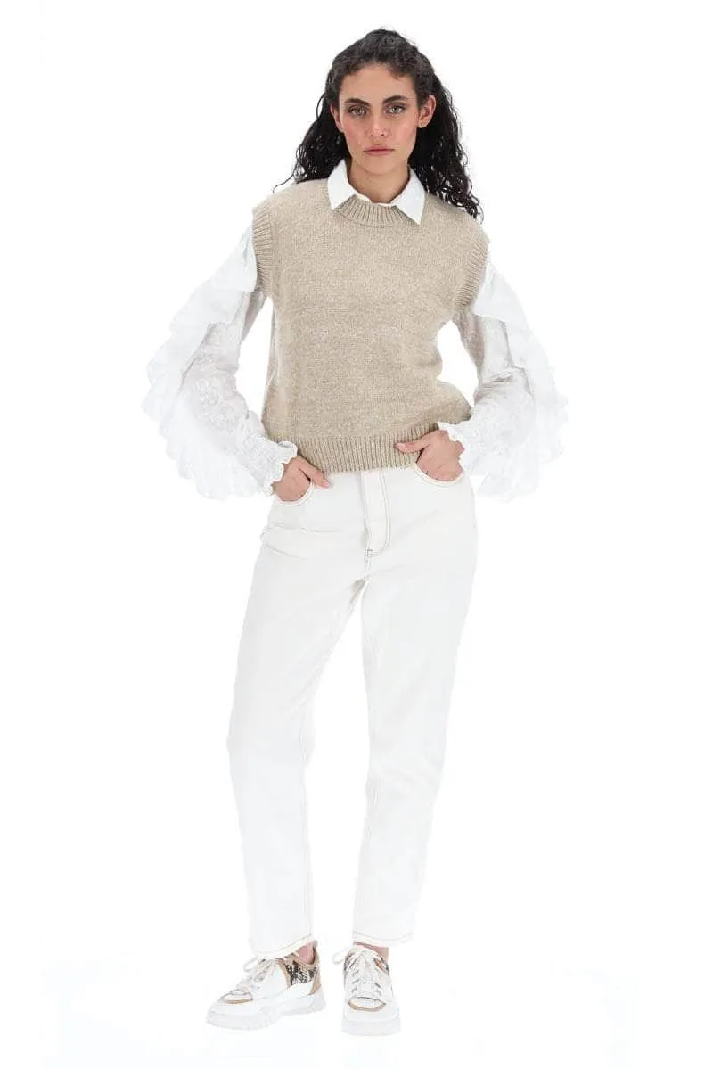 Regina Vest Beige Speckle