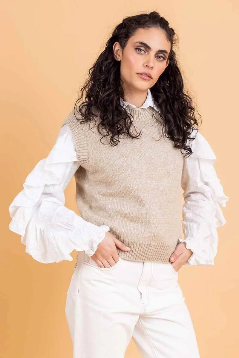 Regina Vest Beige Speckle