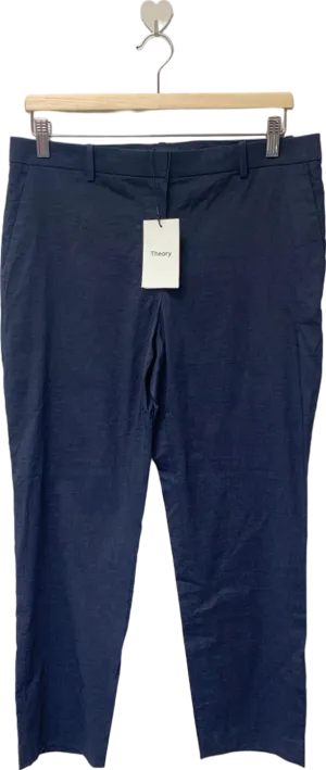 Theory Navy Treeca 4 Eco Crunch Wash Trousers UK 8