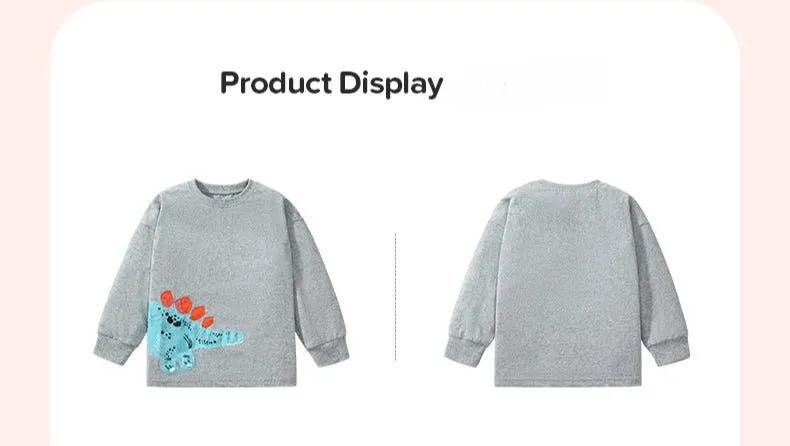 Toddler/Kid's Long Sleeve Cartoon Dinosaur Design Gray T-Shirt