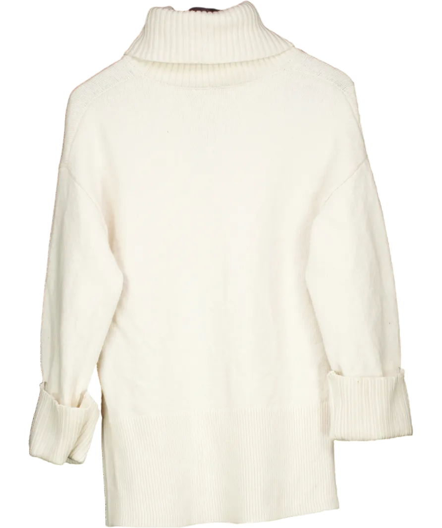 White Florere Wool Blend Roll Neck Jumper UK 8