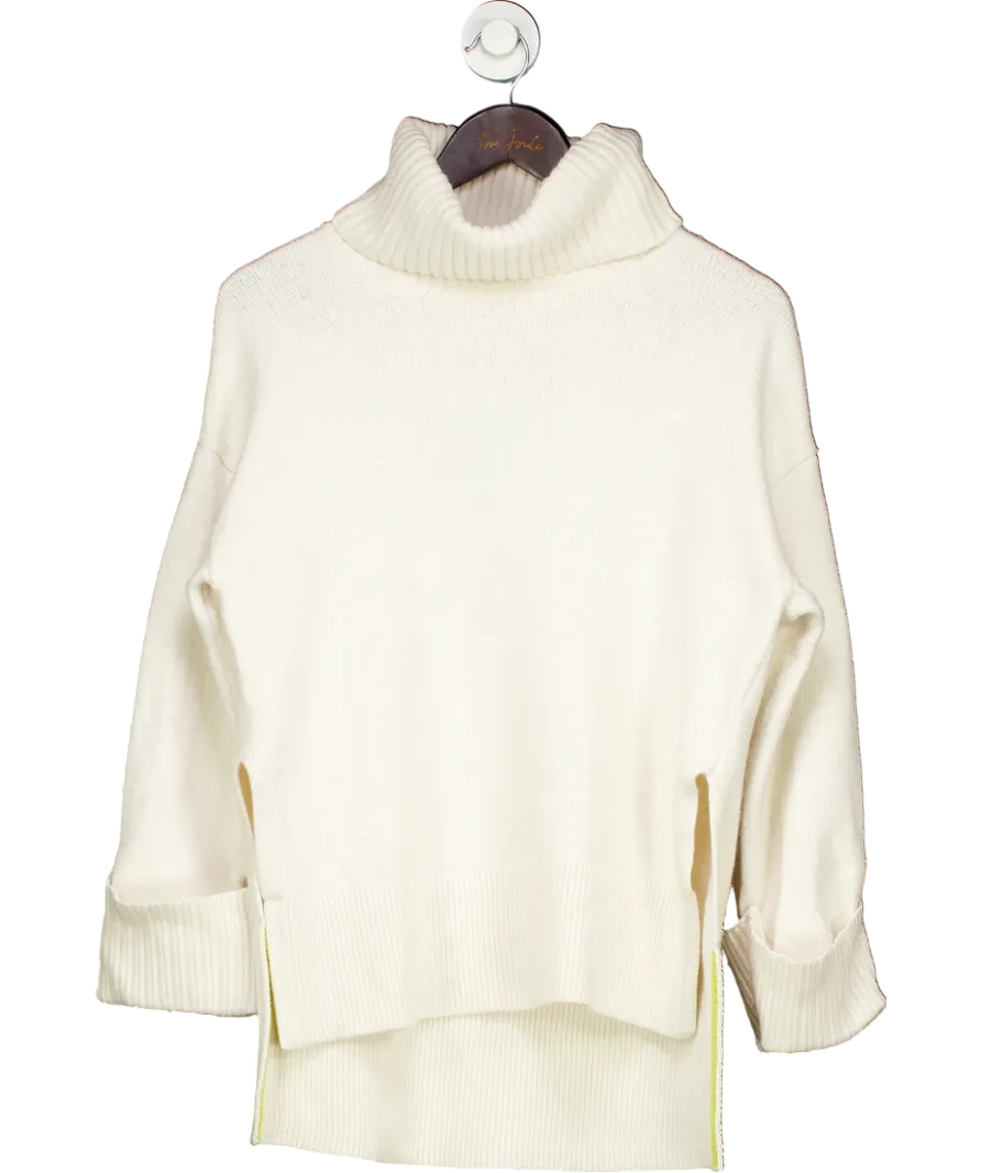 White Florere Wool Blend Roll Neck Jumper UK 8