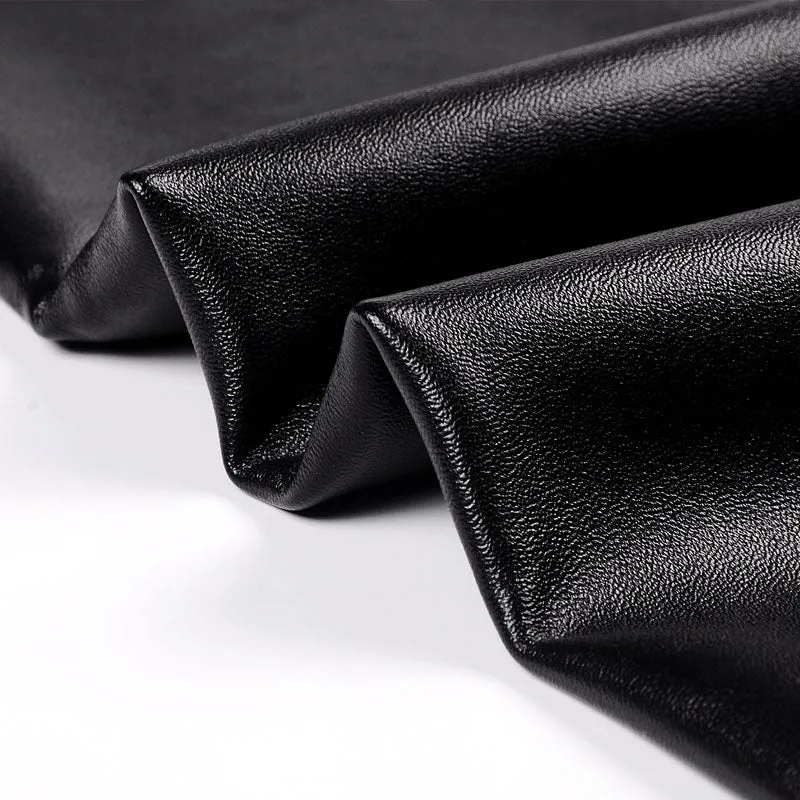 Wjczt Fall Winter Women's Fleece Black Leather Pants Female PU Leggings Slim Skinny High Waist PU Leggings Trousers For Women