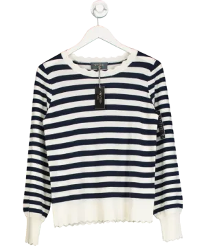 Wyse London Cream Fleurine Scallop Jumper - Midnight/ecru Stripe UK S
