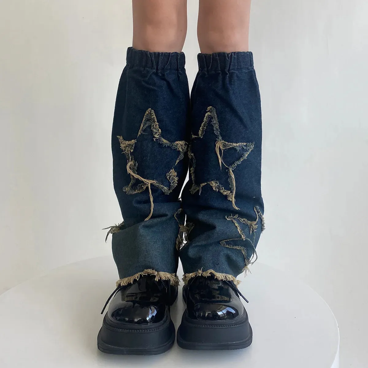 Y2K Cross Harajuku Star Strap Denim Leg Warmers