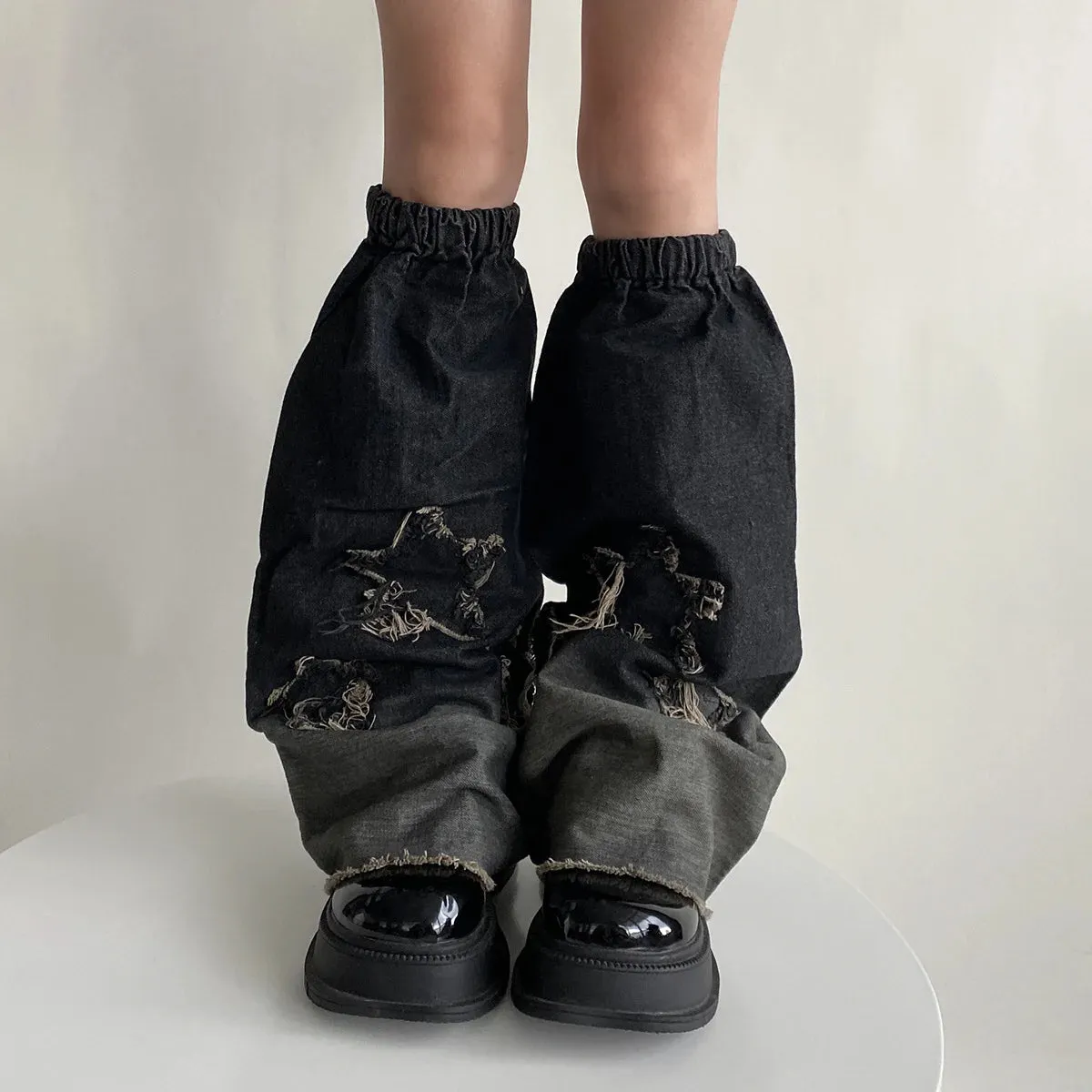 Y2K Cross Harajuku Star Strap Denim Leg Warmers