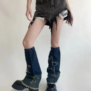 Y2K Cross Harajuku Star Strap Denim Leg Warmers