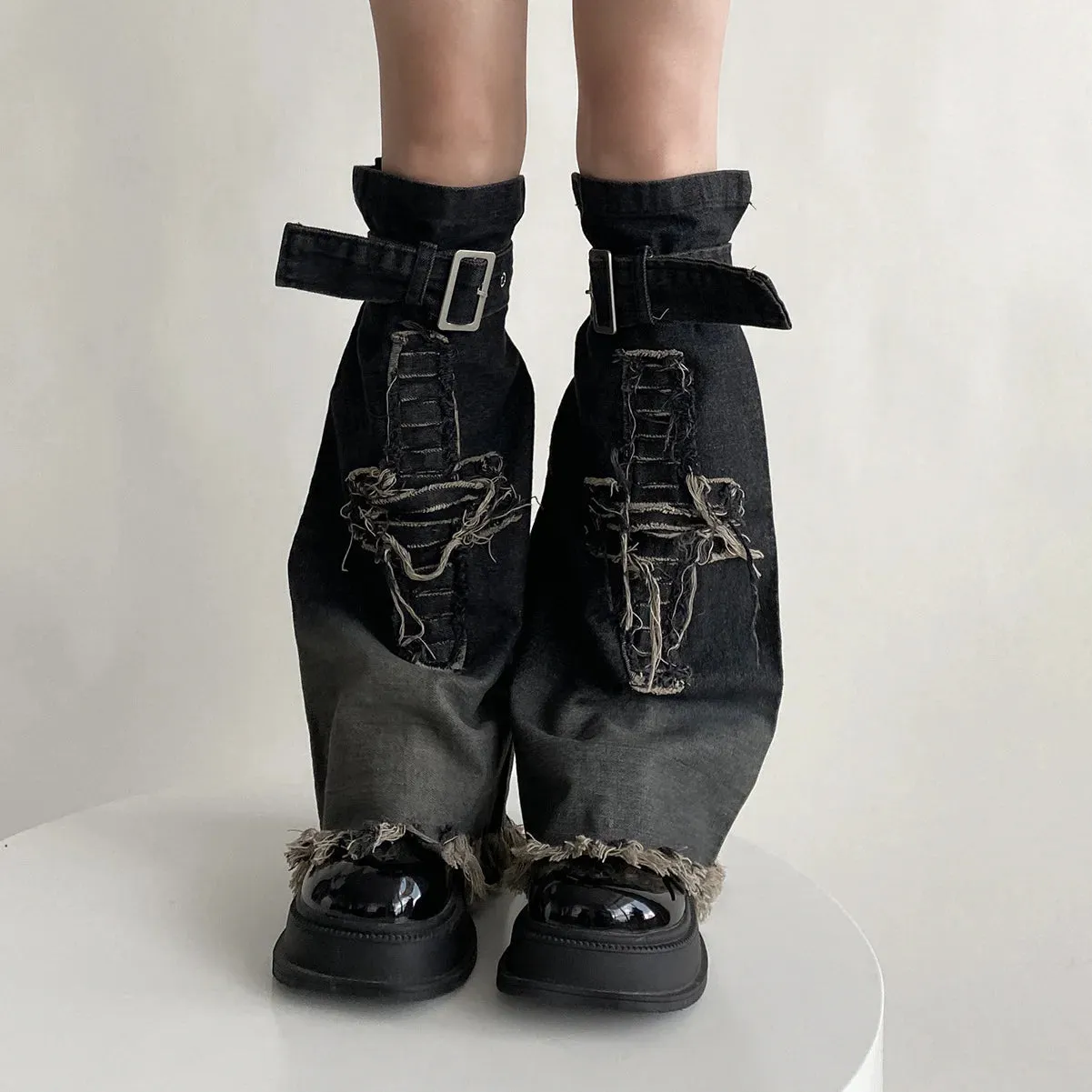 Y2K Cross Harajuku Star Strap Denim Leg Warmers